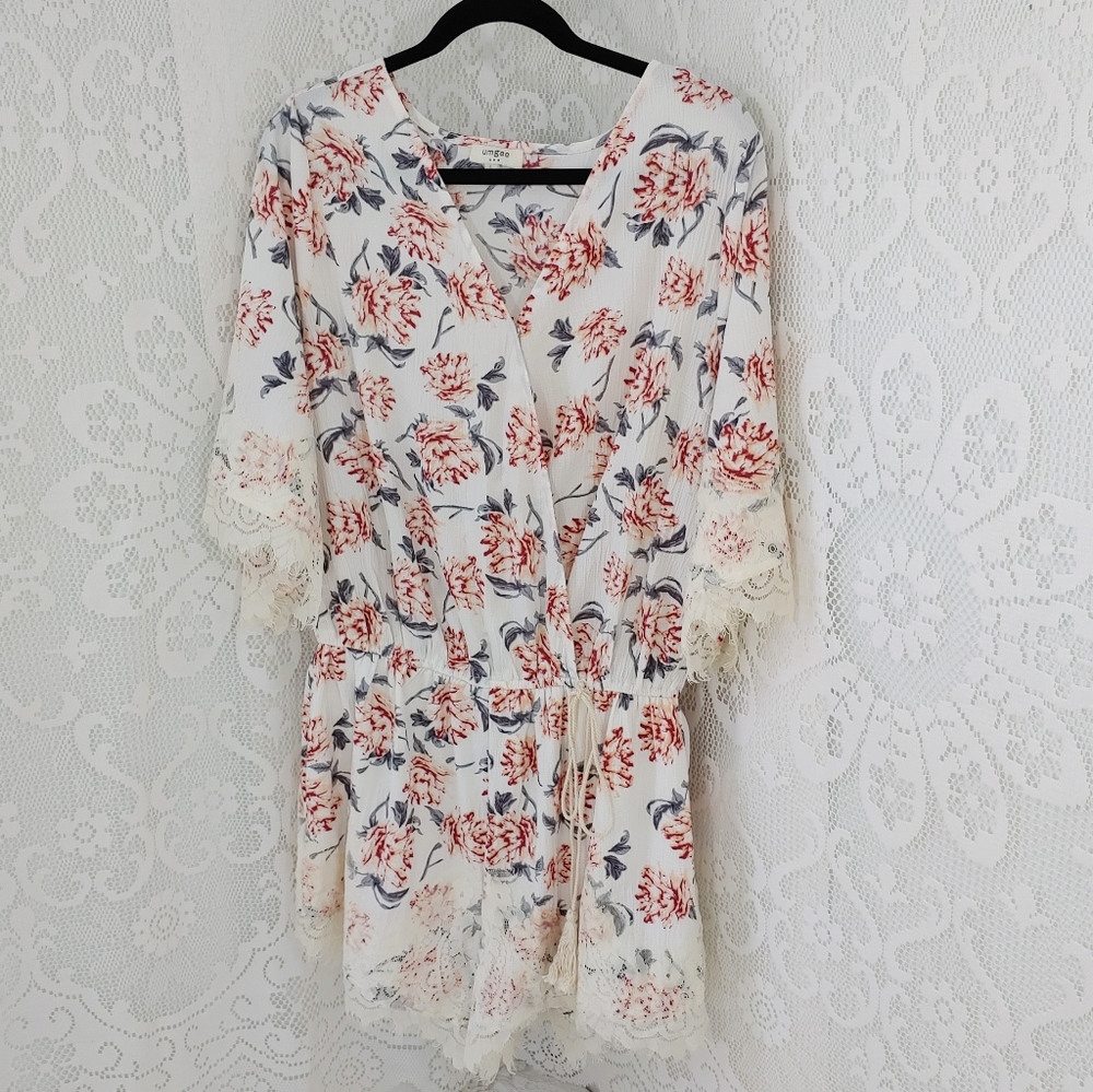 Umgee Lace Edged Flower Romper